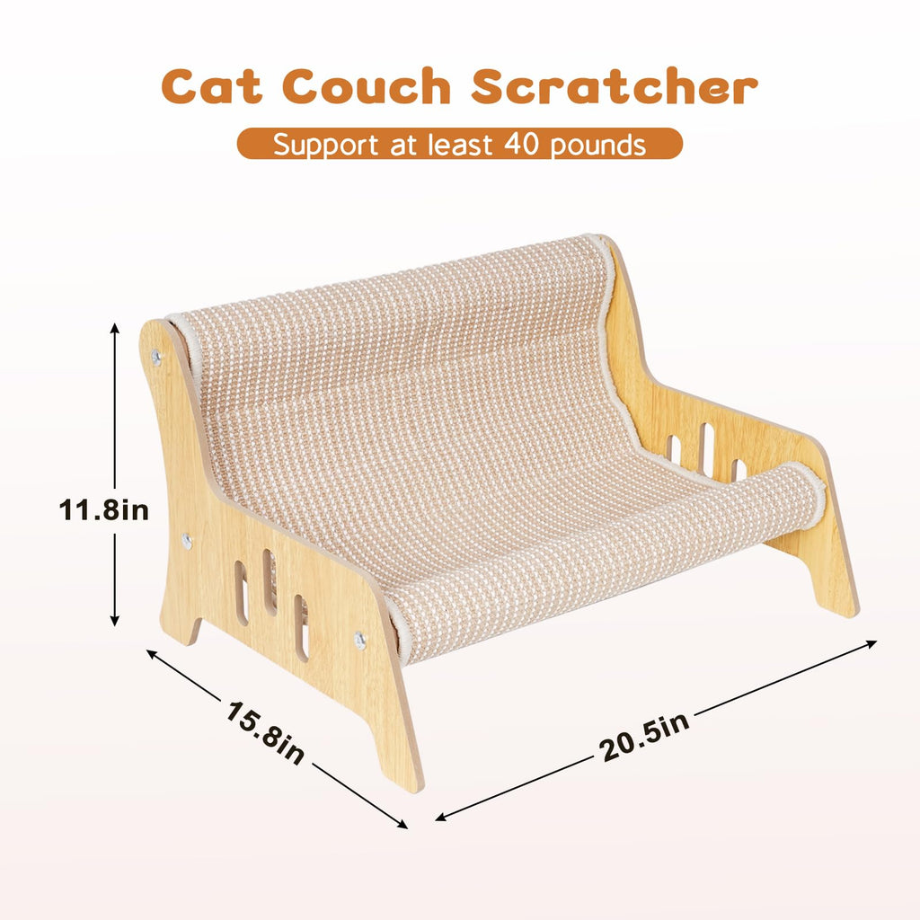Large Sisal Cat Scratcher Couch for Indoor Cats, Scratching Board Furniture