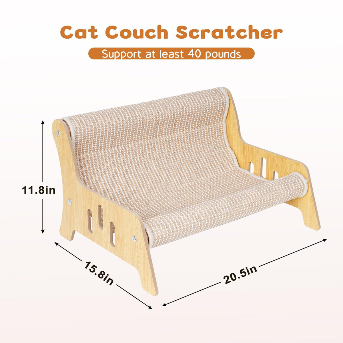 Large Sisal Cat Scratcher Couch for Indoor Cats, Scratching Board Furniture