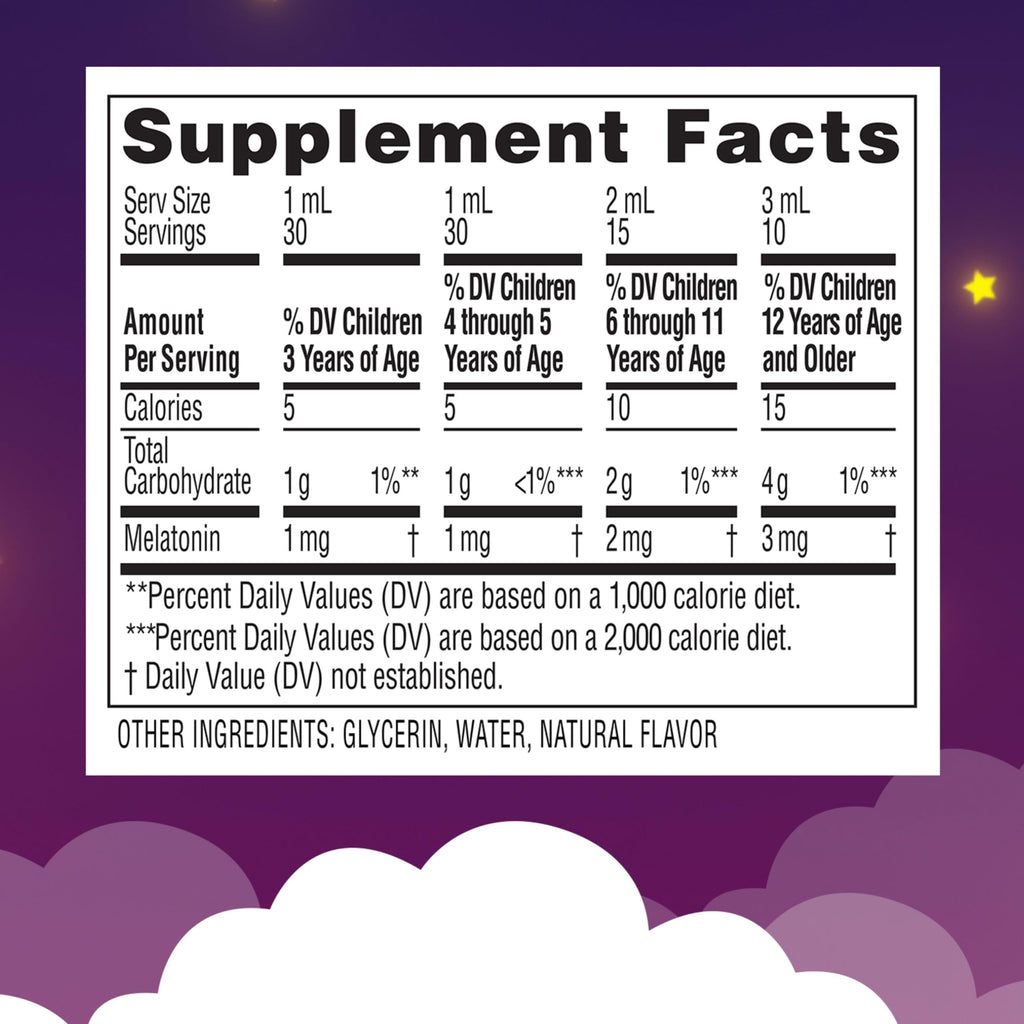 Zarbee's Kids Melatonin Sleep Supplement Liquid, 1mg Melatonin, 1 fl oz
