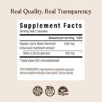 Real Mushrooms Lion's Mane Capsules, Brain, Focus and Cognition, 120ct | Organic Lion's Mane Extract for Wellness, Focus, Clarity Support, Vegan Non-GMO Powder, Daily Use, Verified Beta Glucans