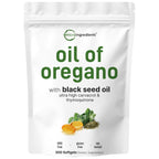 Micro Ingredients Oil of Oregano with Black Seed Oil, 300 Softgels | Naturally Occurring Carvacrol & Thymoquinone. 2-in-1 Oregano Oil Supplement. Non-GMO, Gluten Free, 3rd Party Tested.
