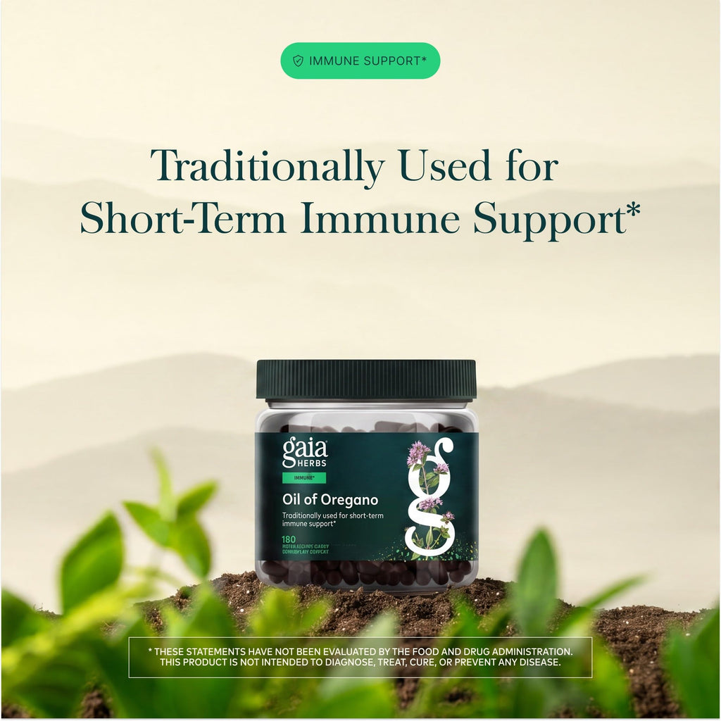 Gaia Herbs Oil of Oregano Capsules - 230 mg Oregano Leaf - Immune & Antioxidant Support Supplement with Oregano Oil, Carvacrol & Thymol* - 180 Vegan Liquid Phyto-Caps (180 Servings)