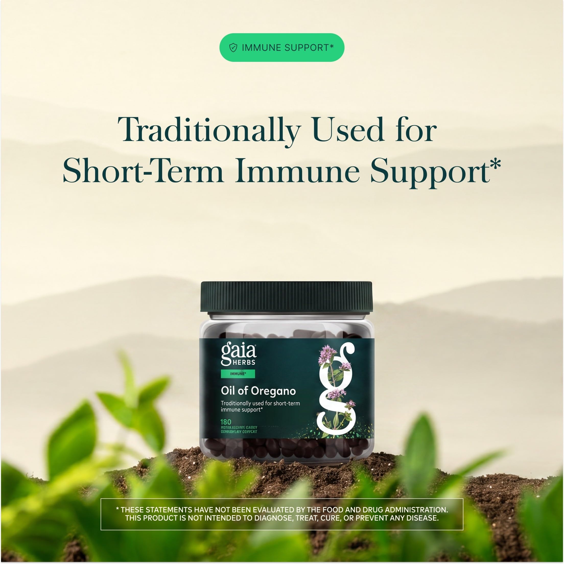 Gaia Herbs Oil of Oregano Capsules - 230 mg Oregano Leaf - Immune & Antioxidant Support Supplement with Oregano Oil, Carvacrol & Thymol* - 180 Vegan Liquid Phyto-Caps (180 Servings)