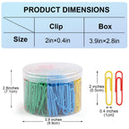 320 Pcs Large Paper Clips, 2 Inch Jumbo Paper Clips, Colorful Coated Paperclips, Heavy Metal Paperclips Office for Teacher Supplies School Supplies