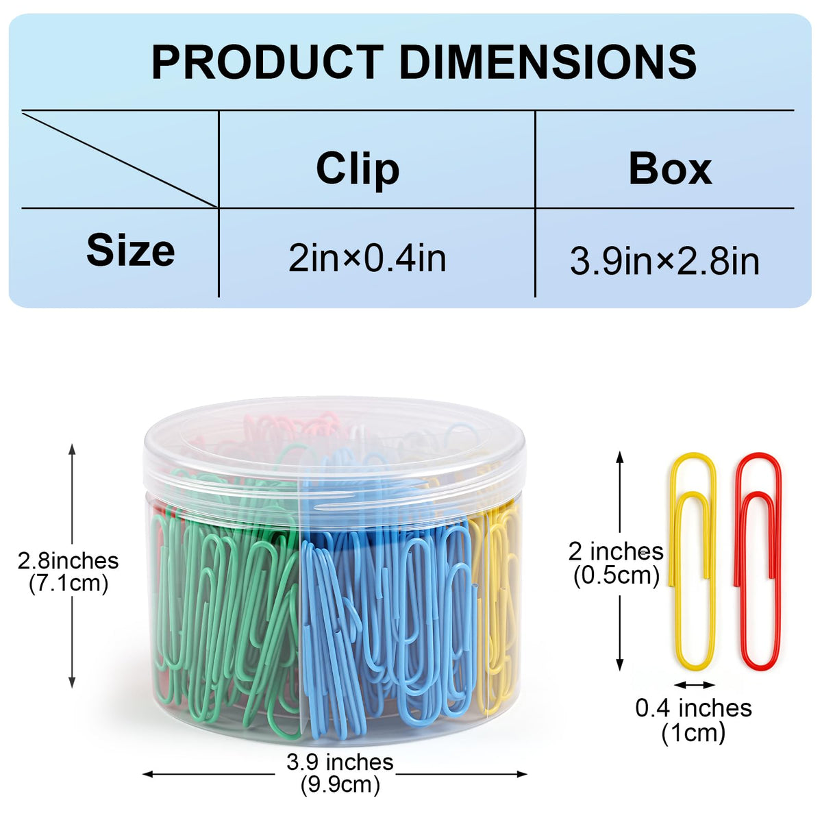 320 Pcs Large Paper Clips, 2 Inch Jumbo Paper Clips, Colorful Coated Paperclips, Heavy Metal Paperclips Office for Teacher Supplies School Supplies