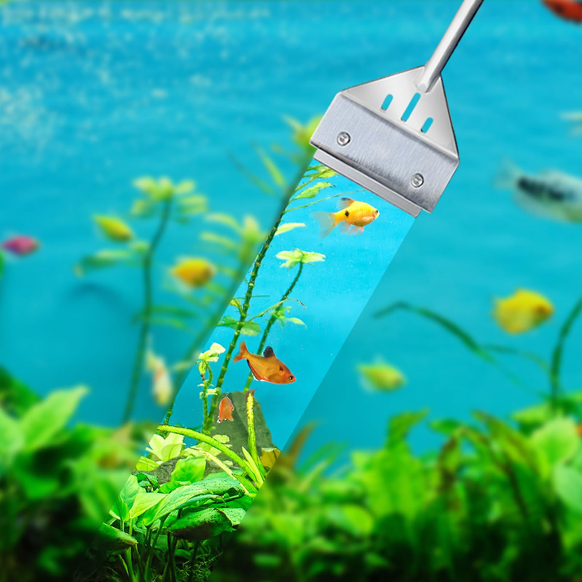 Kirecoo 25.6" Stainless Steel Aquarium Algae Scraper with 10 Blades