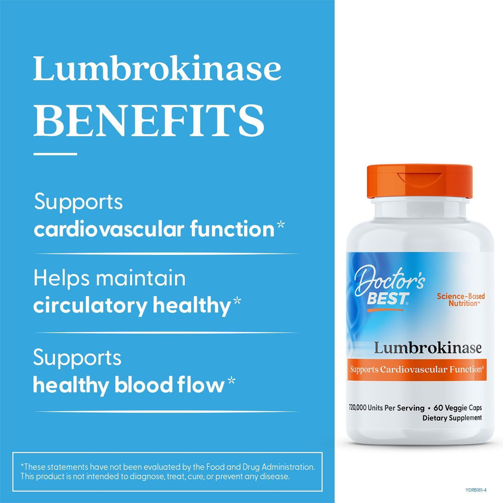 Buy now Doctors Best Lumbrokinase, Supports Heart Function, 720,000 Units Per Serving, 60 Veggie Caps at indiglob india