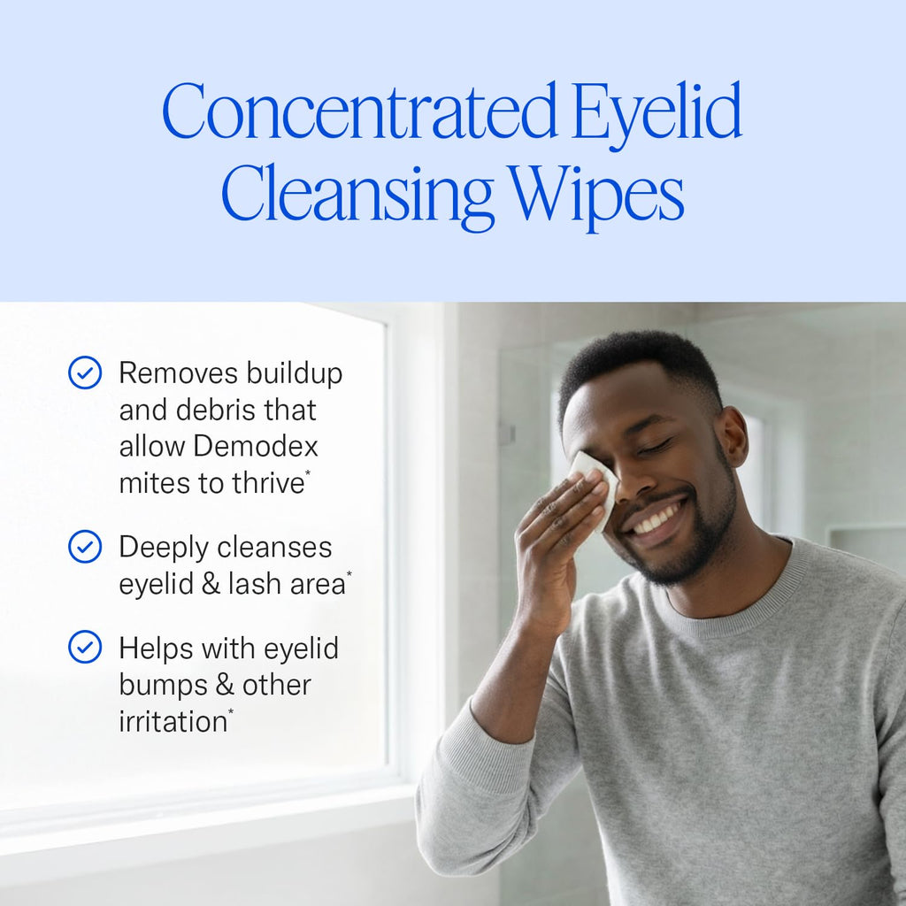 Towelettes with Tea Tree Oil Extract, 24 Count | Natural Face, Eyelash & Eyelid Cleansing Wipes to Clear Dirt & Debris that Allow Demodex Mites to Thrive