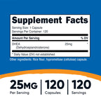 Nutricost DHEA 25mg, 120 Capsules, Gluten-Free, Soy Free Supplement | GMO-Free