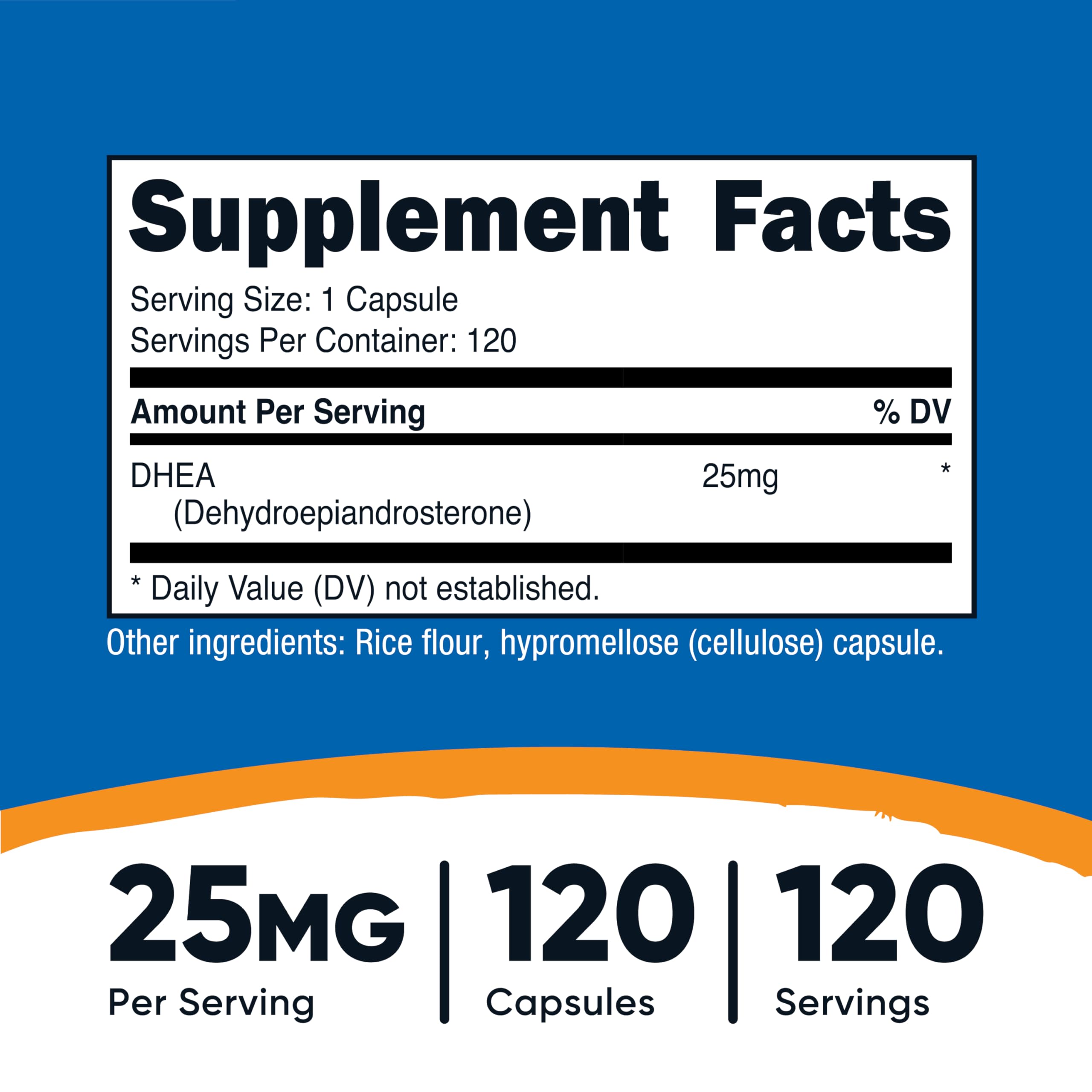 Nutricost DHEA 25mg, 120 Capsules, Gluten-Free, Soy Free Supplement | GMO-Free