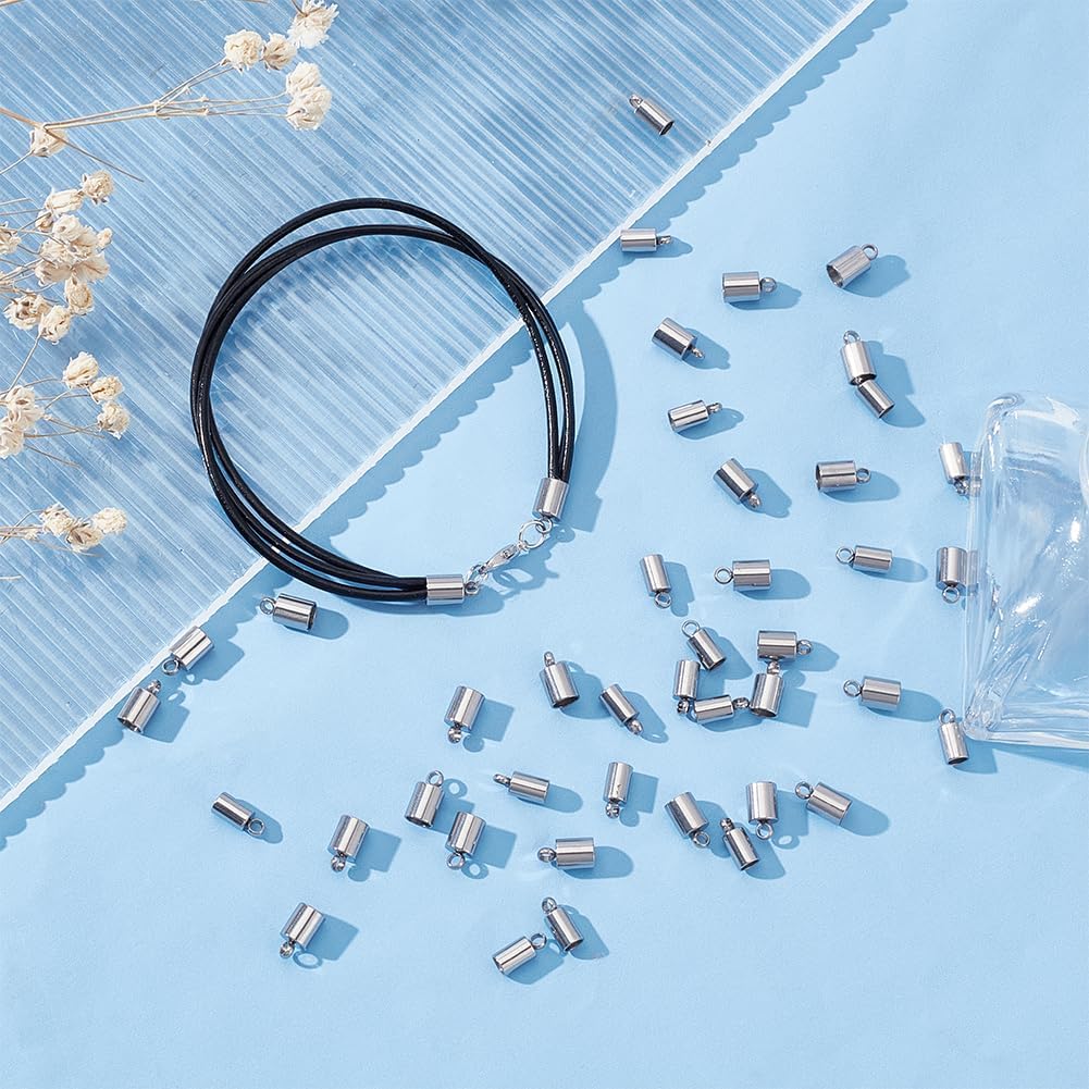 Buy now UNICRAFTALE 100pcs 2 Sizes 3mm/4mm Barrel Cord Ends 304 Stainless Steel End Caps Leather Cord Ends Terminators End Tip Bead Caps for Leather Cord Bracelets Jewelry Making at indiglob india