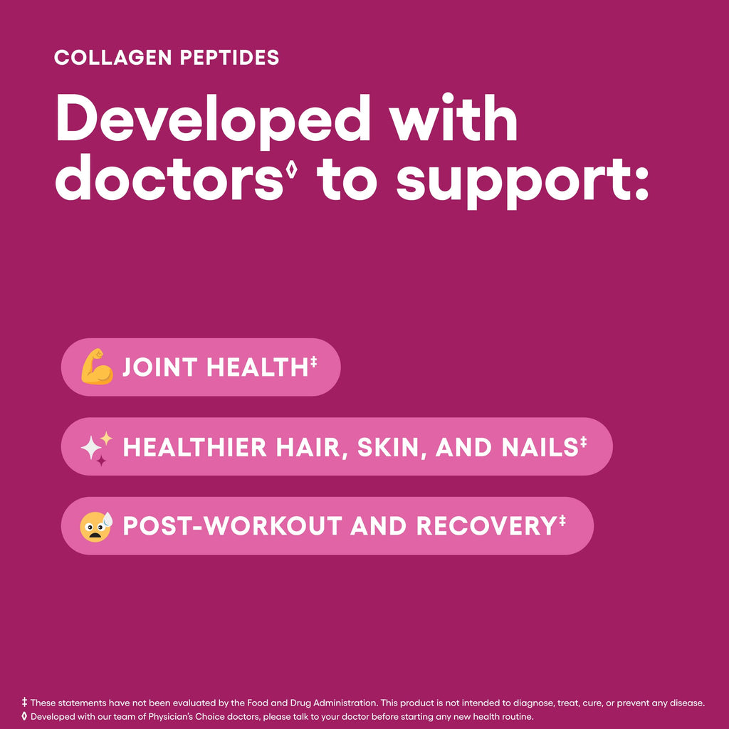 Physician's CHOICE Collagen Peptides Protein Powder, Grass Fed, 35 Servings | Hydrolyzed Collagen Protein, Grass Fed, Non-GMO, Unflavored, Supports Hair, Skin, Joint Health for Women & Men