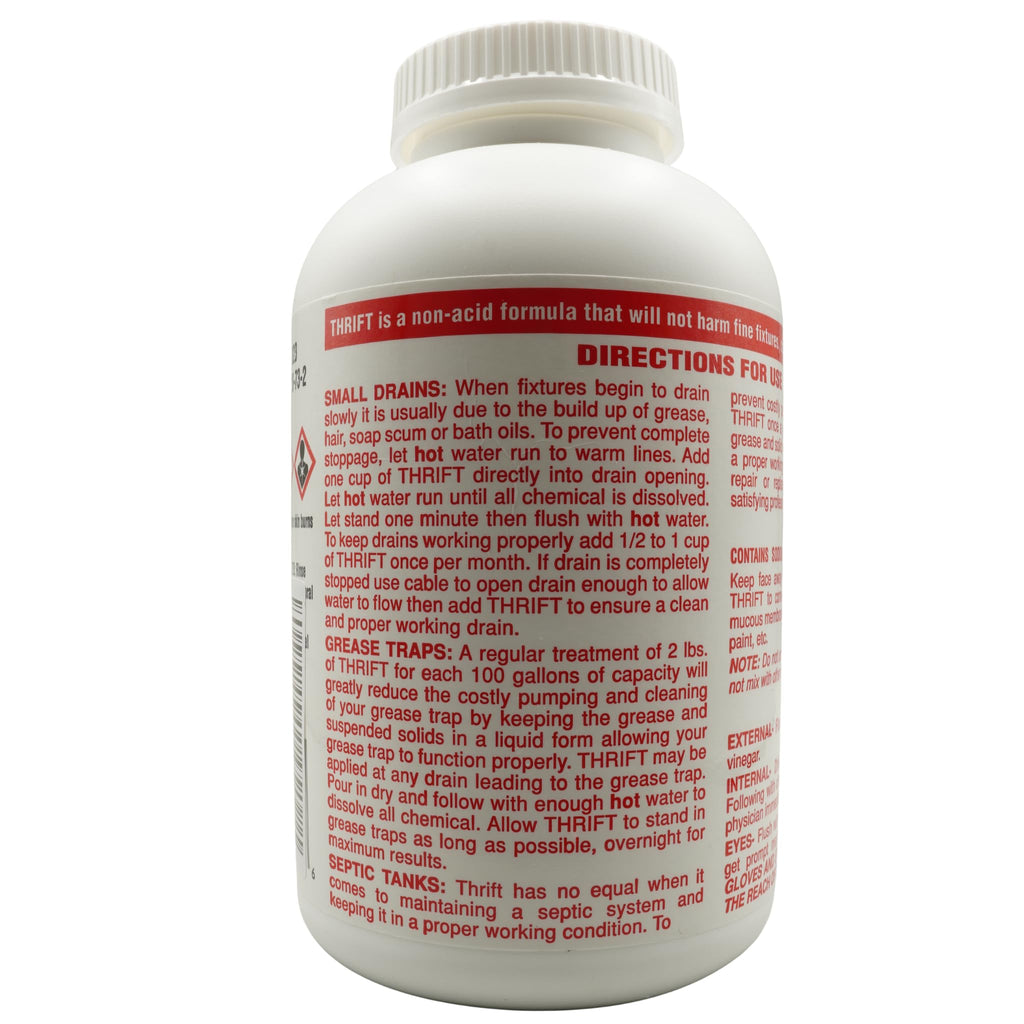 Thrift T-200 Odorless Drain Cleaner – Hot Water Activated Drain Cleaner for Small Drains, Grease Traps, Septic Systems & Sewer Lines – 2 Pound Bottles (Pack of 2)