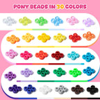 Simetufy 6000Pcs Pony Beads Bulk 30 Colors Rave Kandi Bracelet Making Kit