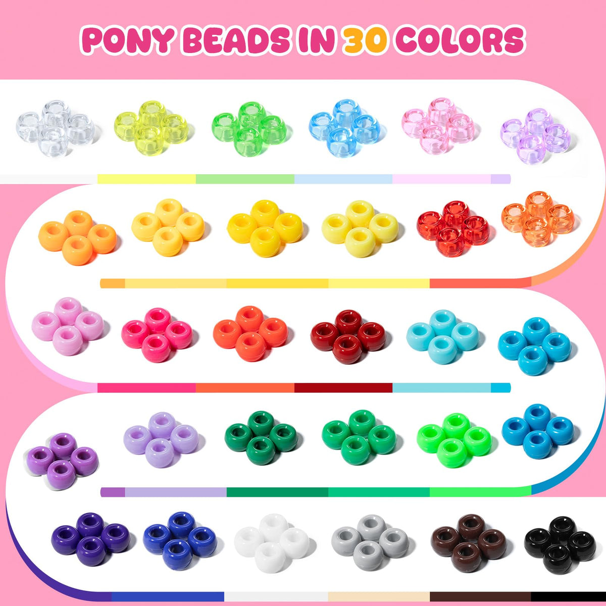 Simetufy 6000Pcs Pony Beads Bulk 30 Colors Rave Kandi Bracelet Making Kit