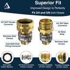DBR Tech® Garden Hose Repair Kit 5/8” & 3/4" | Heavy Duty Leak-Proof Metal Hose Mender & Connector Set | Male & Female Fittings to Fix Water Hose Ends and Replacement, 2 Set