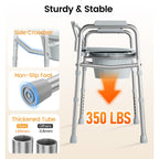 soundfuse 3 in 1 Bedside Commode Toilet for Seniors, Sturdy Dual-Crossbar