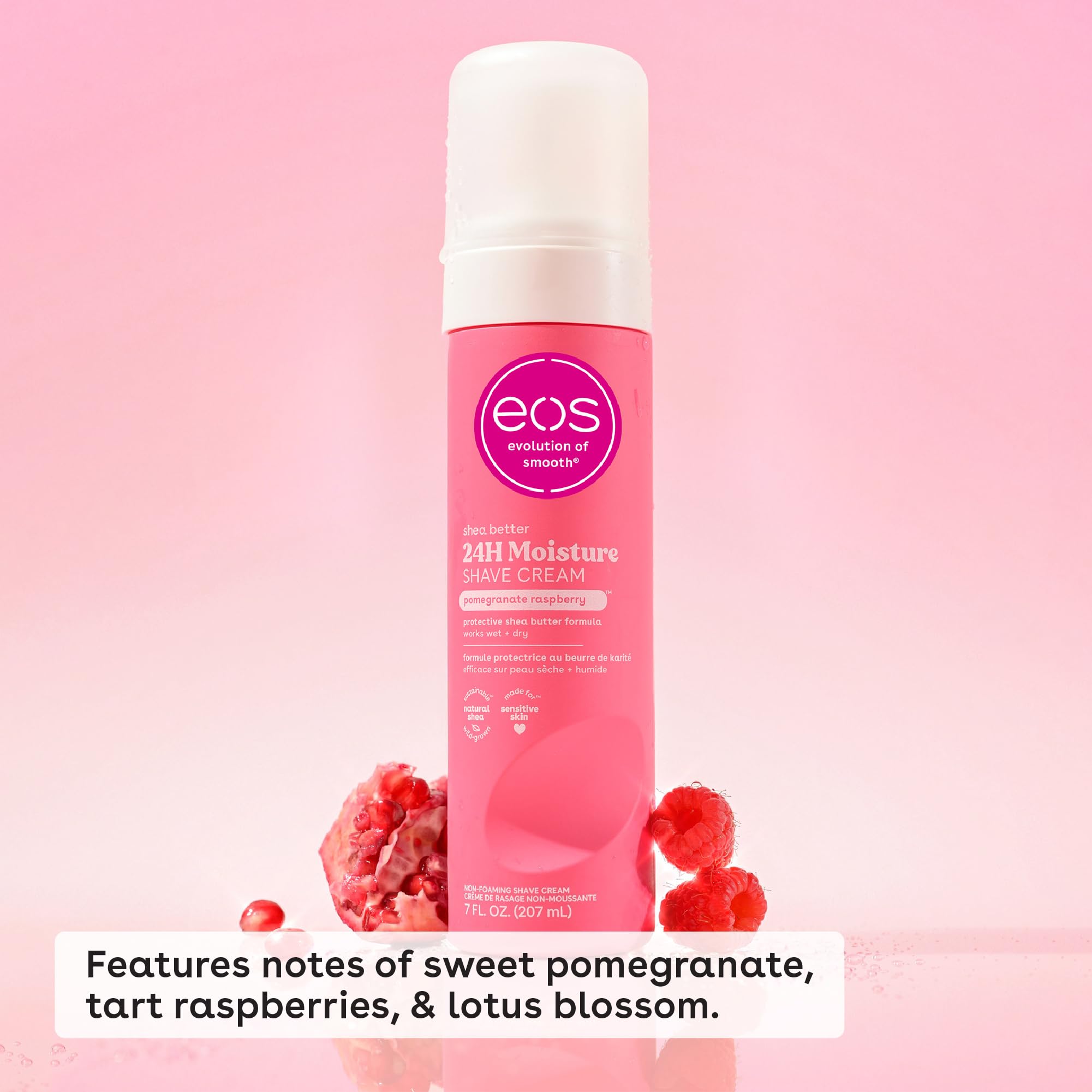 eos Shea Better Shave Cream- Pomegranate Raspberry, Shea Butter, Aloe Vera, 24H Moisturizing Shaving Cream for Women, 7 fl oz, 2-Pack