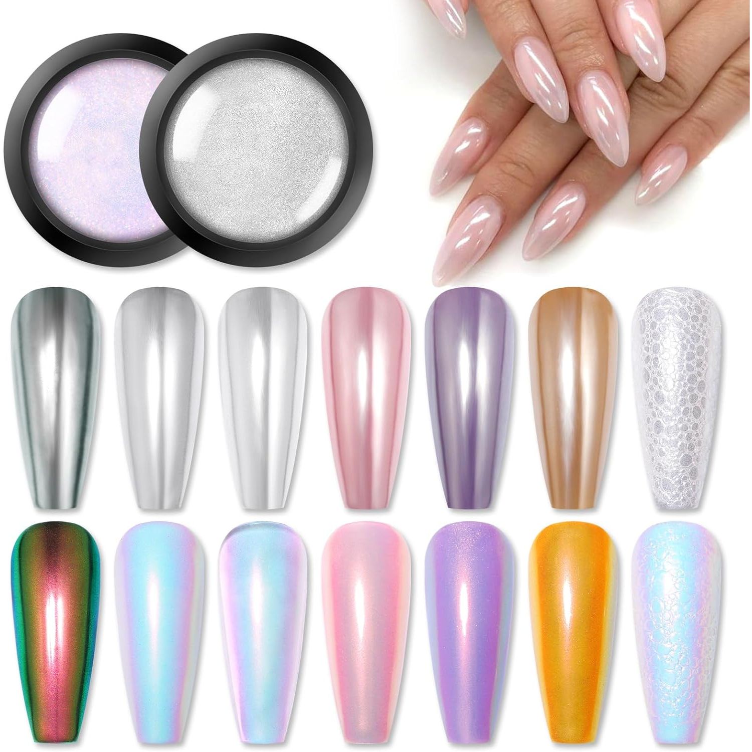 Buy now BORN PRETTY Chrome Powder Metallic Mirror Chameleon Nail Powder Auroras Mermaid Nail Powder Pigment for Nail Art Gel Polish Manicure Nail Art Decorations 9 Jars Auroras at indiglob india