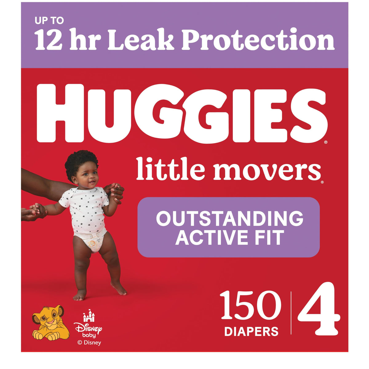 Huggies Little Movers Diapers Size 4, 150 Count (6 Packs of 25)
