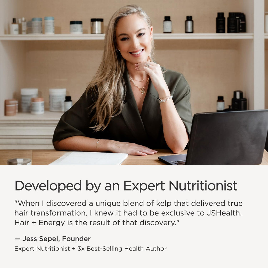 JSHealth Hair Growth Vitamins for Women. Hair + Energy with Kelp Iodine and Zinc. Supports Thickness, Strength, Energy. Nutritionist-Formulated (60 Capsules) | Hair Vitamins for Women and Men, Zinc and Iodine Hair Supplements for Hair Growth