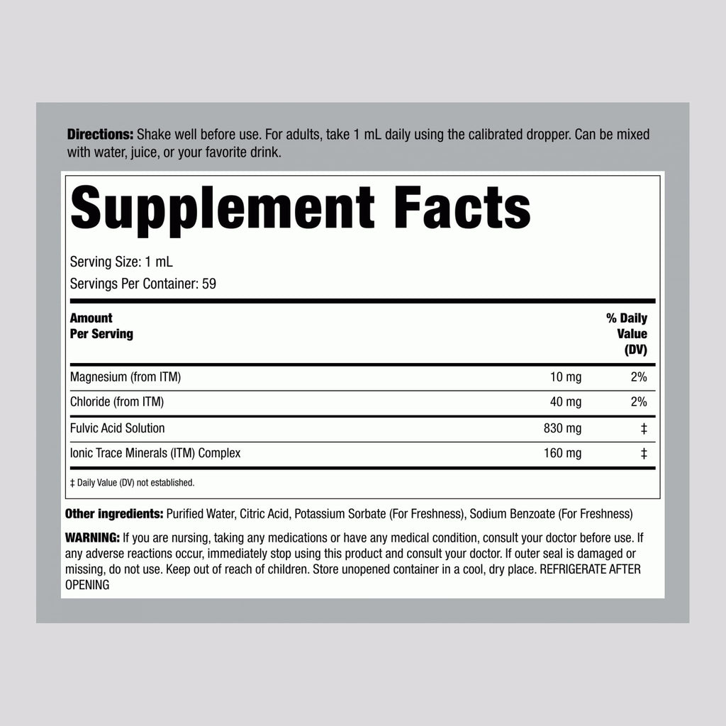 Piping Rock Liquid Fulvic Acid Drops | 2 fl oz | with Trace Minerals