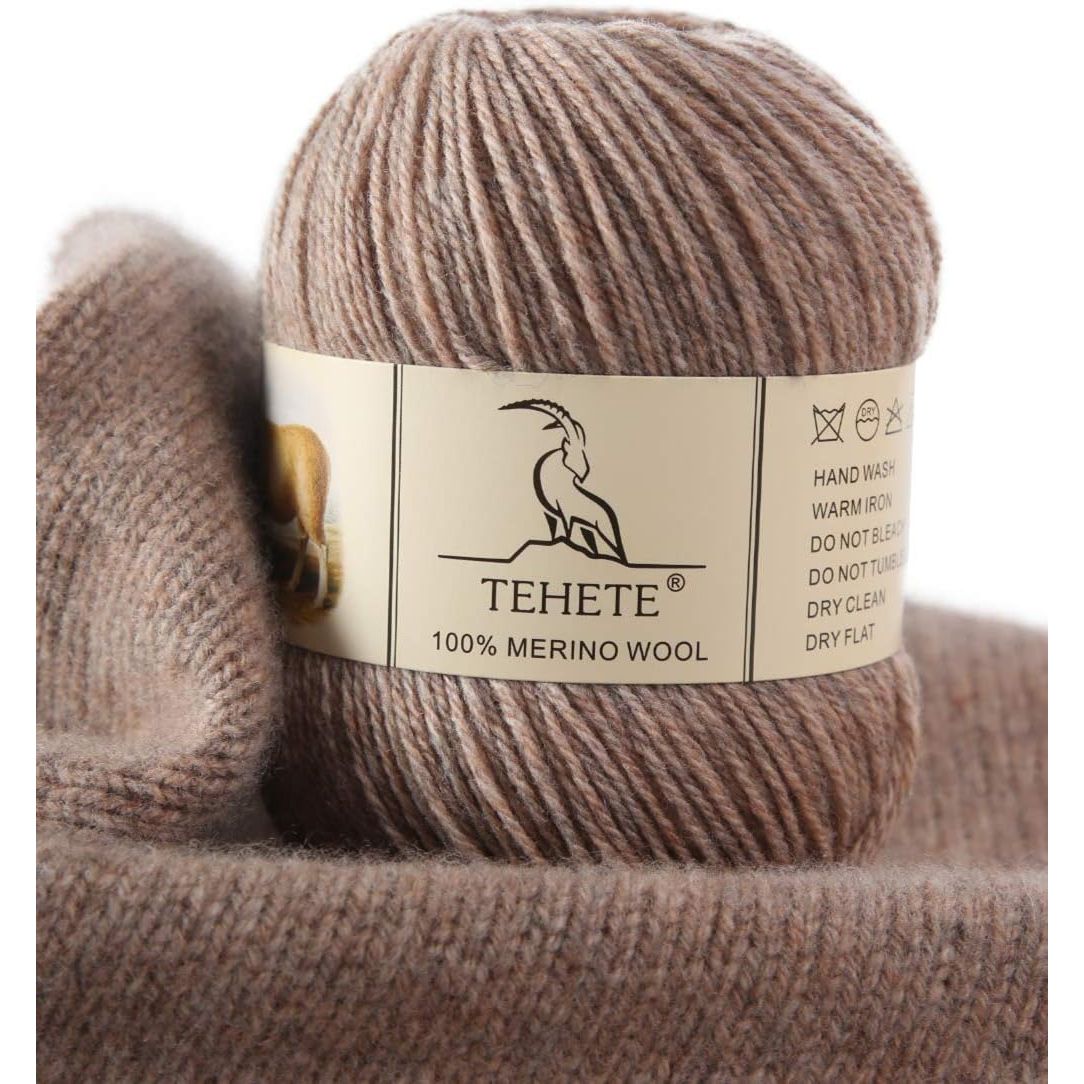Buy now TEHETE 100% Merino Wool Yarn for Knitting 3-Ply Luxury Warm Soft Lightweight Crochet Yarn (Black) 1 Ball Brown at indiglob india