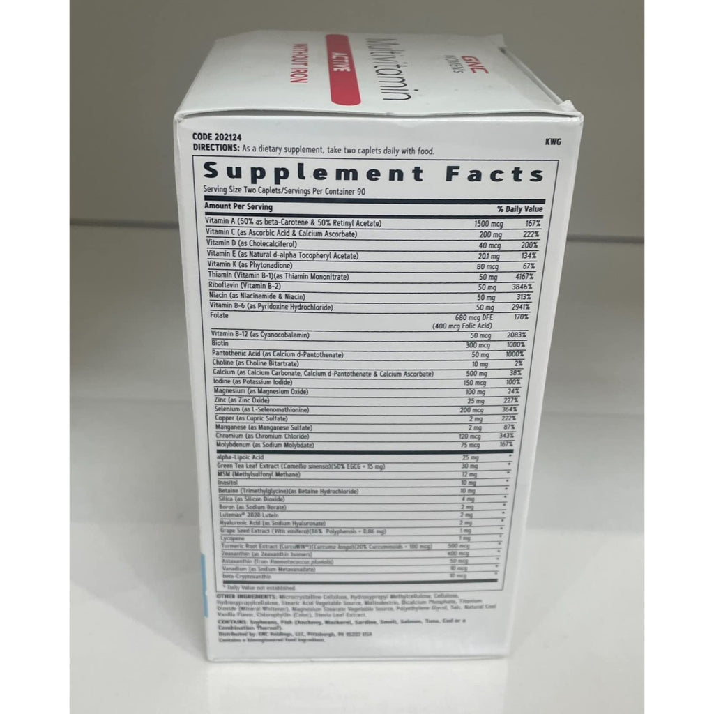 Buy now GNC Women's Multivitamin Active Without Iron, Supports an Active Lifestyle, 30+ Nutrient Formula, Promotes Bone & Joint Health, Helps Energy Production, 180 Caplets at indiglob india