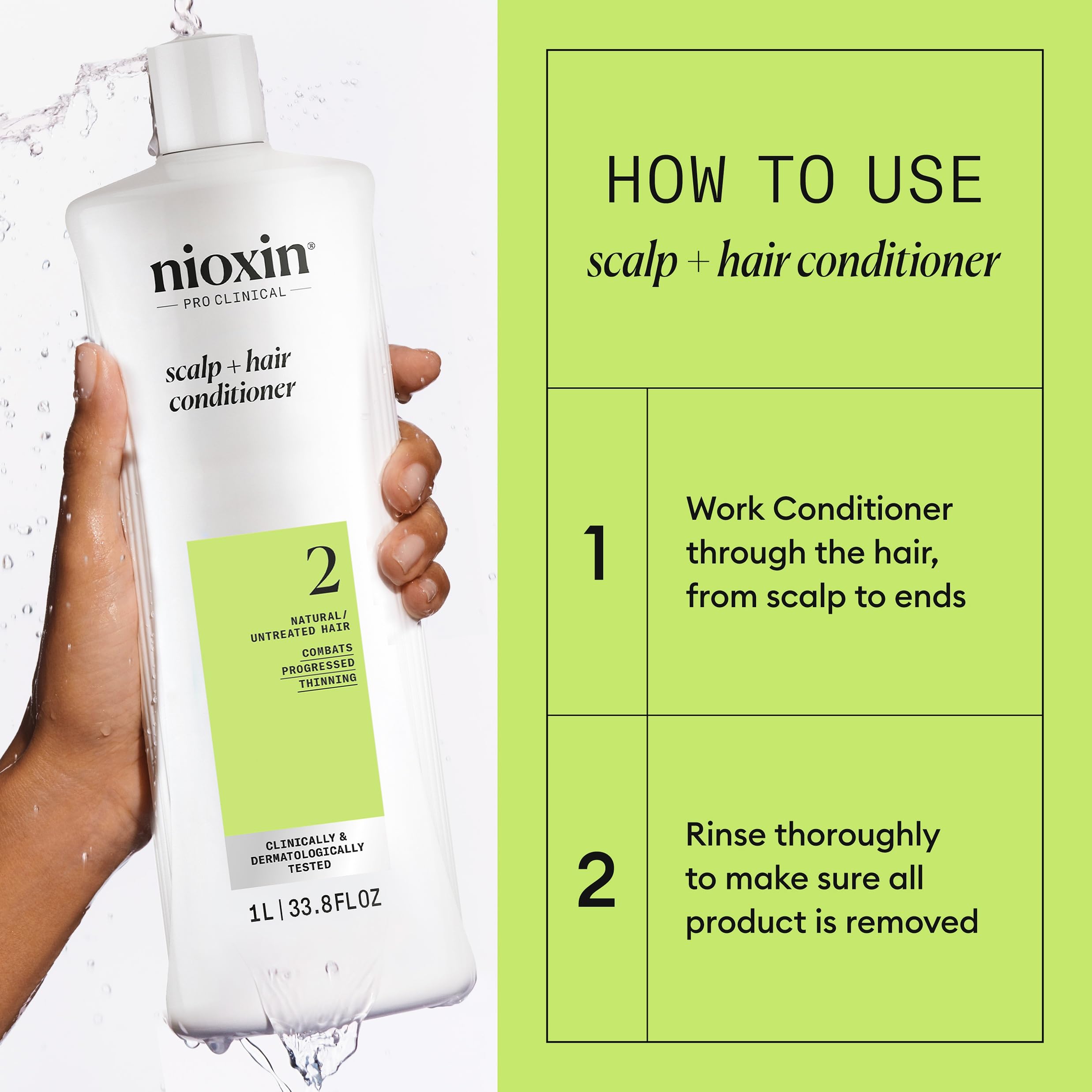 NIOXIN System 2 Scalp Care | Conditioner | Hair Thickening For Natural Hair | Scalp Health | For Natural Hair with Progressed Thinning | Boost Hair Density with Niacinamide & Biotin | Refreshed Scalp