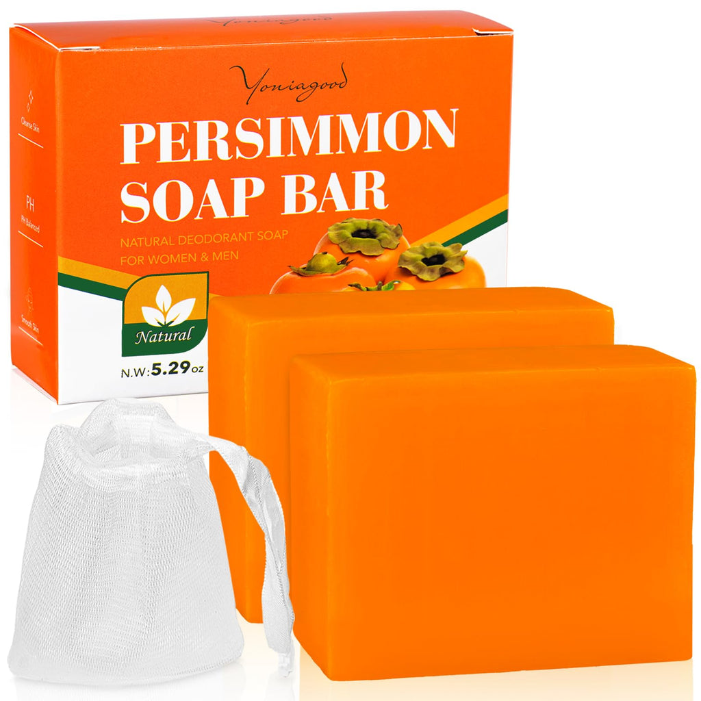 2 PCS Persimmon Soap Bar for Old People Smell, Deodorizing Bar Soap