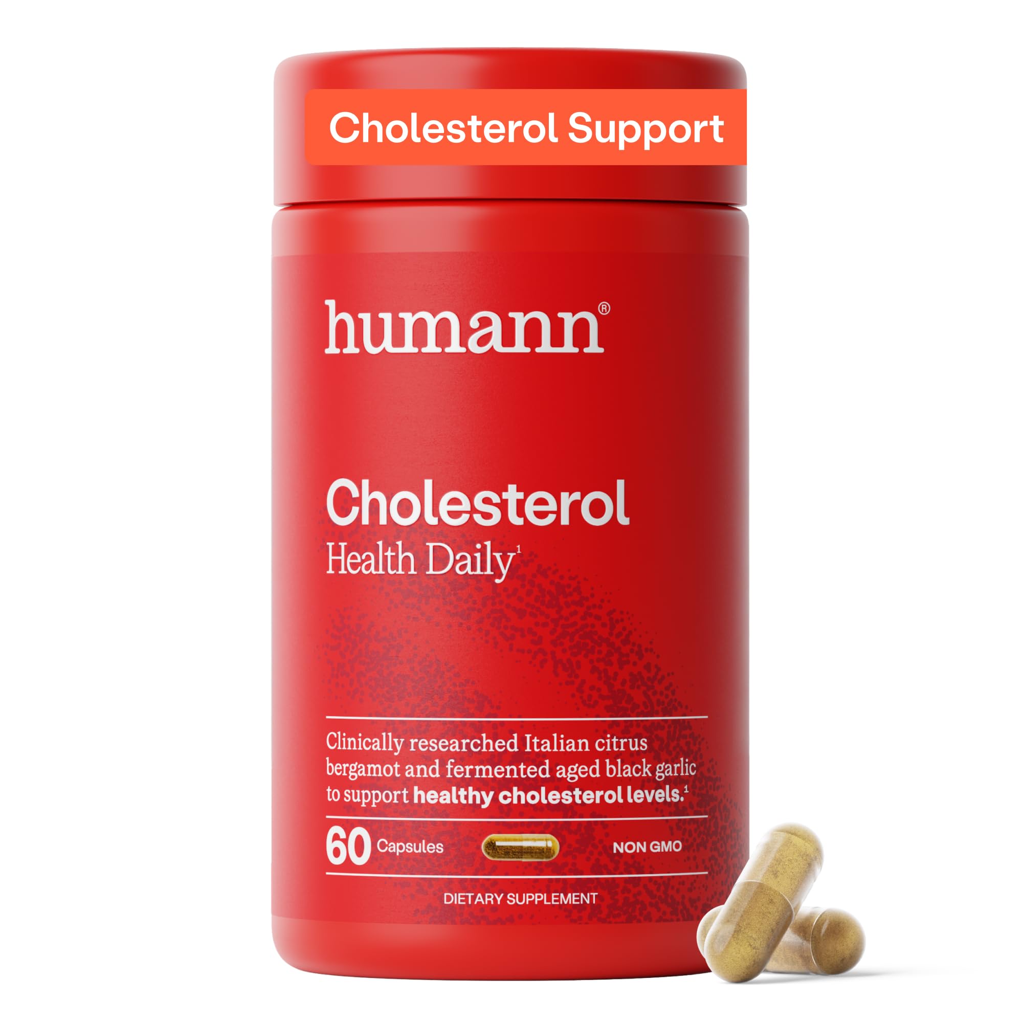 HumanN Cholesterol Health Daily Capsules, Lipid, & Liver Support, 60 Ct | Aged Black Garlic & Citrus Bergamot Extract, Clinically Studied Ingredients, Non-GMO, Once Daily, For Adults, Made in USA