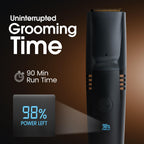 Bell+Howell Vacutrim Deluxe Cordless Mens Beard Trimmer, Rechargeable Electric Shaver with 20 Trim Setting and Built-in Vacuum for Mustache, Sideburns. Facial Hair, Black, 7.5", As Seen On TV
