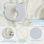 Memory Foam Baby Cushion Soft Cozy Machine-Washable, Head and Neck Support Breathable Anti-Slip Design for Infants for Small Boys and Girls Tummy Time(Beige)