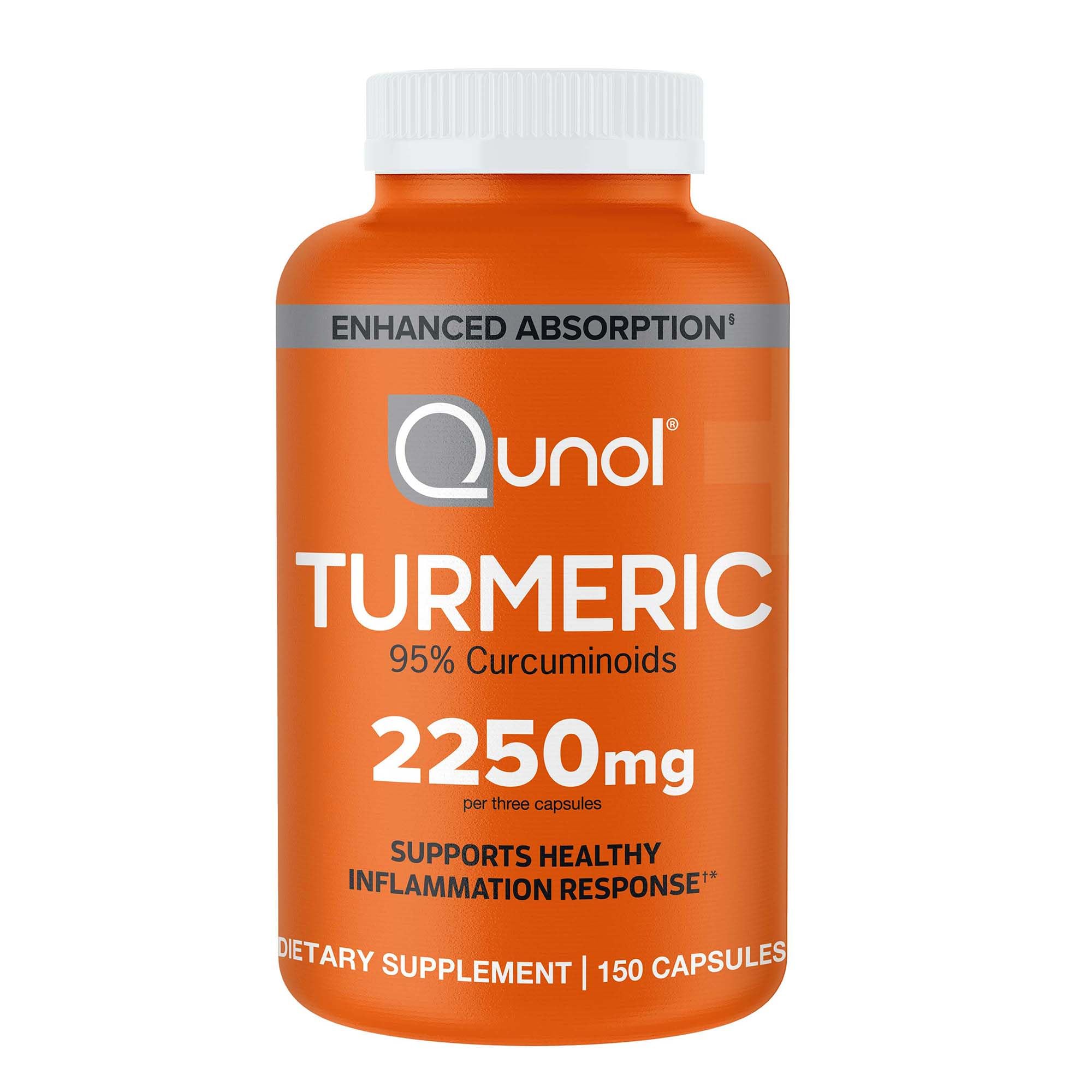 Qunol Turmeric 2250mg + Black Pepper for Enhanced Absorption, 90 Capsules | Extra Strength Curcumin Supplement with 95% Curcuminoids, Supports Joint Health and a Healthy Inflammation Response