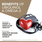 Qunol Ubiquinol 200mg + Omega-3 250mg, Extra Strength Antioxidant, 90ct | #1 Cardiologist Recommended Supplement for Heart Health, Coenzyme Q10 Supplement to support Vascular Health & Cellular Energy