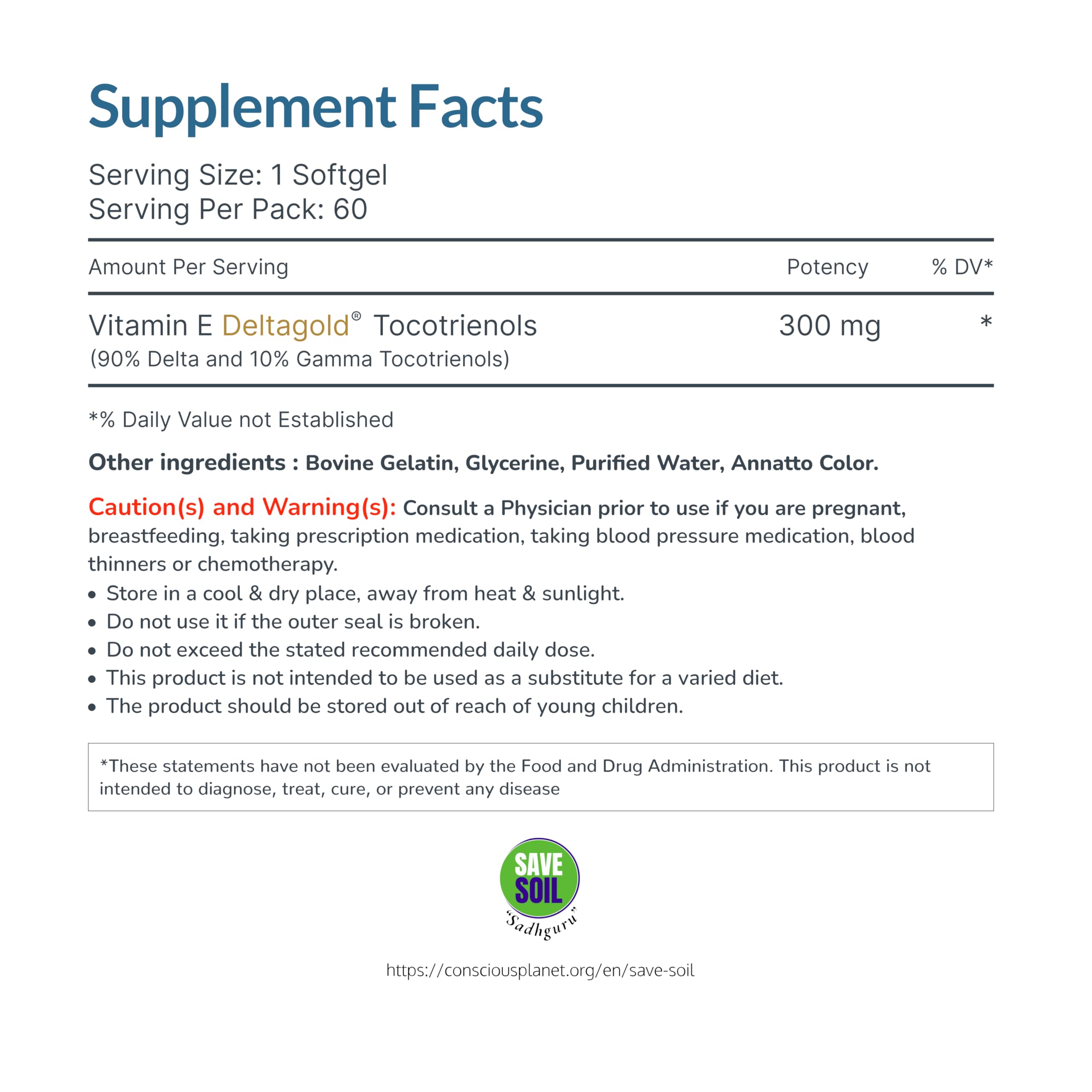 WELLNESS EXTRACT Eannatto Tocotrienols Vitamin E Supplements Tocopherol Free, Non-GMO, Gluten Free & Antioxidant (300MG 60 Softgels)