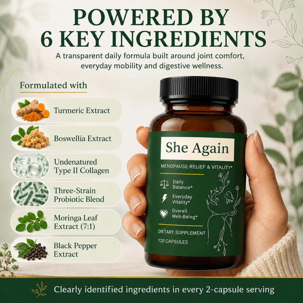 She Again Menopause Supplement for Women with Probiotics, 120 Capsules