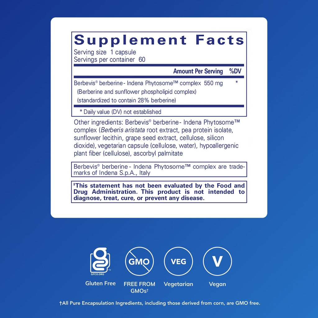 Pure Encapsulations Berberine UltraSorb, 60 Capsules | Enhanced Absorption Berberine Phytosome 550 mg, Supports Metabolic and Cardiometabolic Health*
