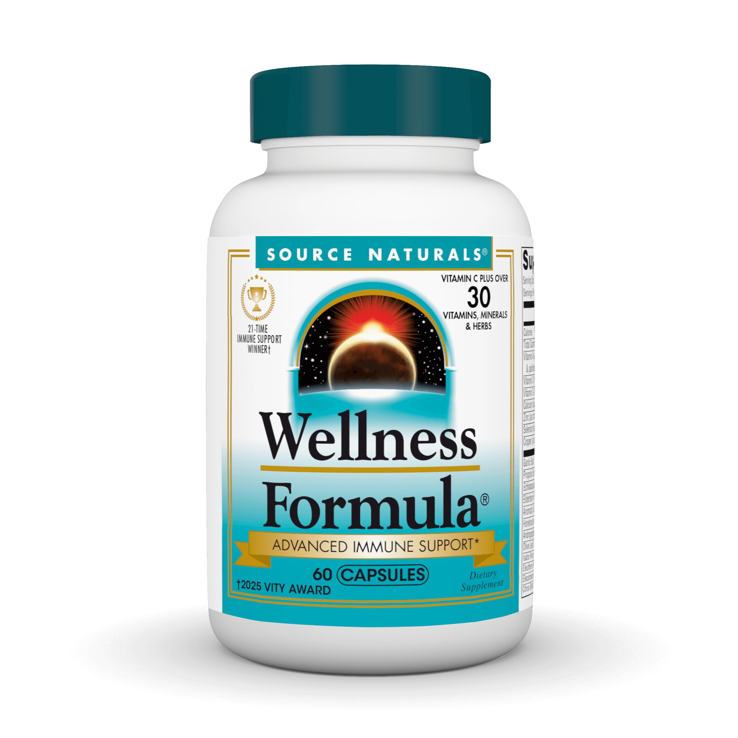 Source Naturals Wellness Formula, Advanced Immune Support - 60 Capsules | Bio-Aligned Vitamins & Herbal Defense with Vitamin C Plus 30 other Vitamins, Minerals & Herbs for Immune System Support