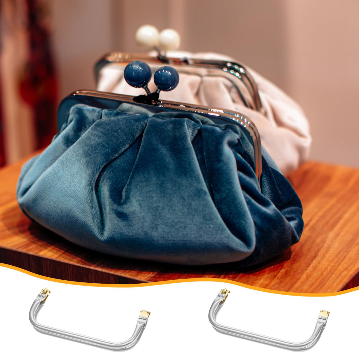 2Pcs 8" Purse Frame Rectangle Lock Frame Kiss Lock Metal U-Shaped Bag Handle Purse Hardware Inner Kiss Clasp for DIY Handle Bag Making Supplies Sewing Clutch Crafts