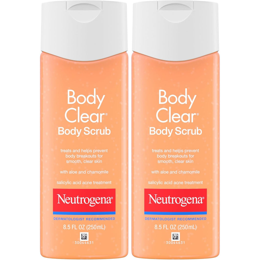 Neutrogena Body Clear Acne Body Wash & Exfoliating Scrub, 8.5 fl oz | 2% Salicylic Acid Cleanser, Chest Shoulder & Back Acne Treatment, Non-Comedogenic, Oil-Free Shower Gel