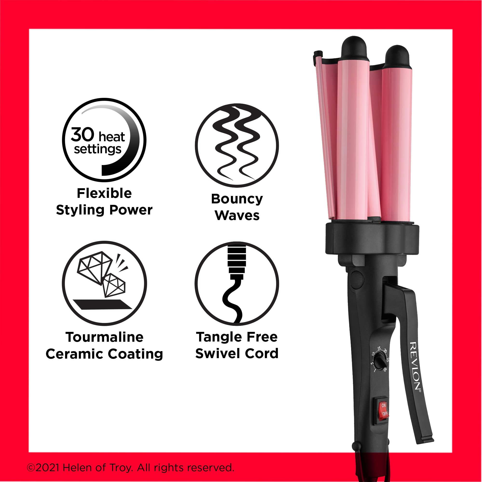 Buy now Revlon 3 Barrel Jumbo Hair Waver | Long-Lasting, Natural Looking Waves, (Pink) at indiglob india
