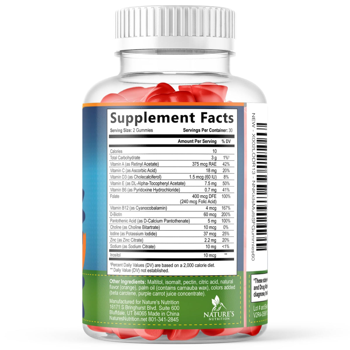 Kids Multivitamin Gummies - Sugar Free - Tasty Orange Flavor Gummy - Daily Immune Support with 100% Vitamin B12 - Essential Vitamins A, C, D3, E, B6, & Zinc Kid's Multivitamin - Non-GMO - 60 Gummies