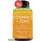 Viva Naturals Vitamin C, 1000 mg, 250 Vegetarian Capsules – with Citrus Bioflavonoids & Rose HIPS, Non-GMO for Immune Support & Antioxidant Protection