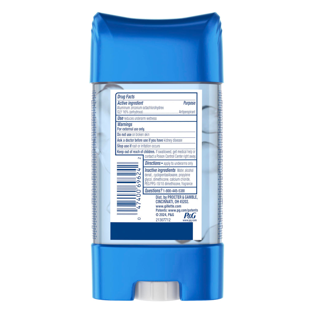 Buy now Gillette Antiperspirant and Deodorant for Men, 72hr Sweat & Odor Protection, Long Lasting Freshness, Anti-White Mark Technology, Clear Gel, Mountain Air Scent, 3.8 oz at indiglob india