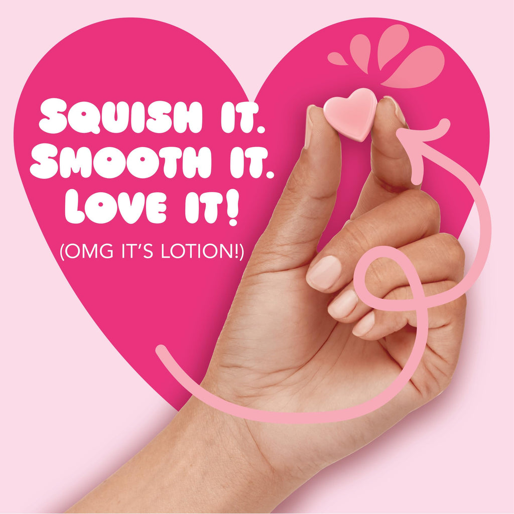 Jergens Cherry Almond Body Lotion Bursts, Squishy Moisturizer, 38 ct | Squishy Heart-Shaped Bursts, Cherry Almond Scent, Moisturizing Lotion, Teen Gift, Birthday Idea
