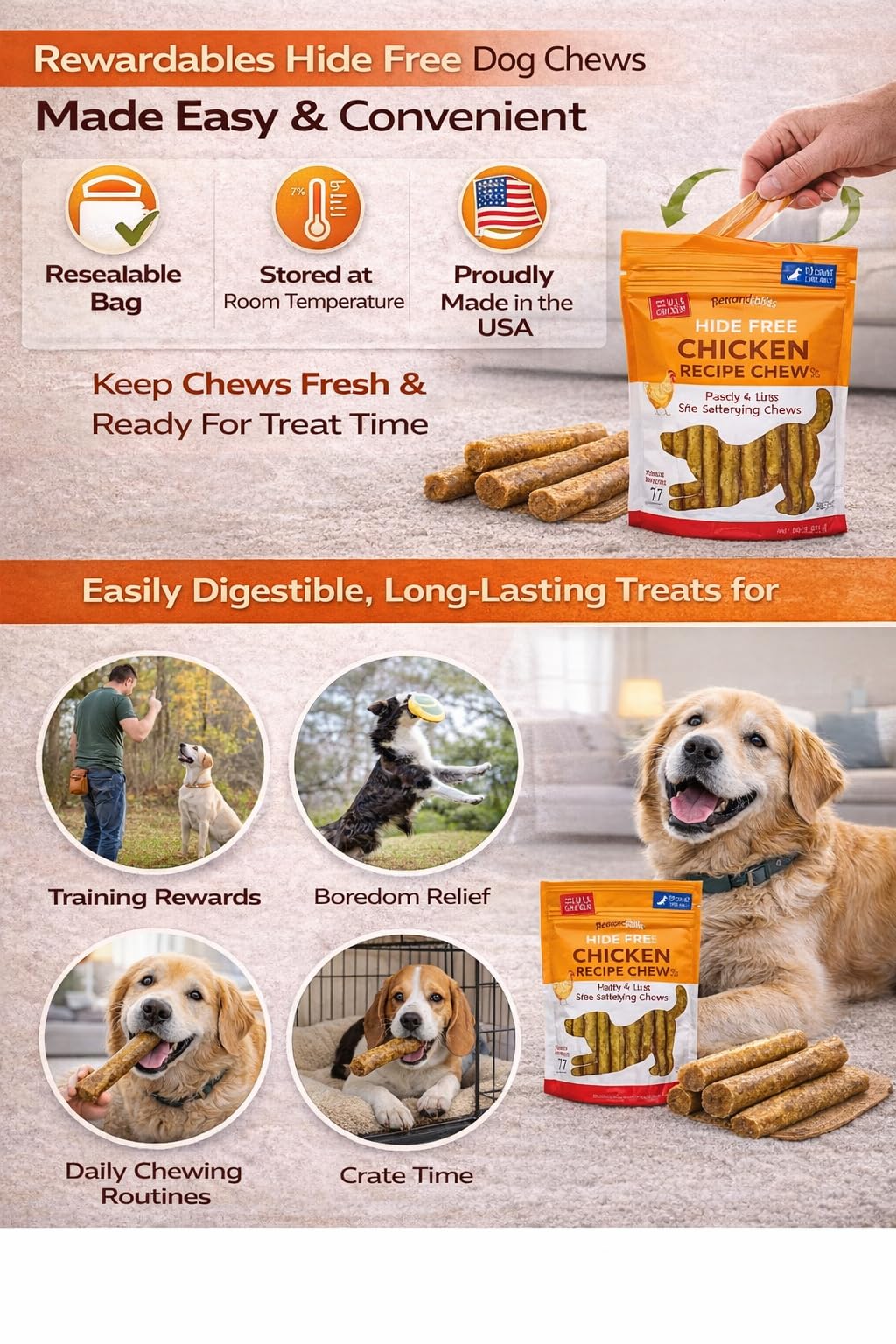 Rewardables Hide Free Chicken Recipe Chews, 10 Count