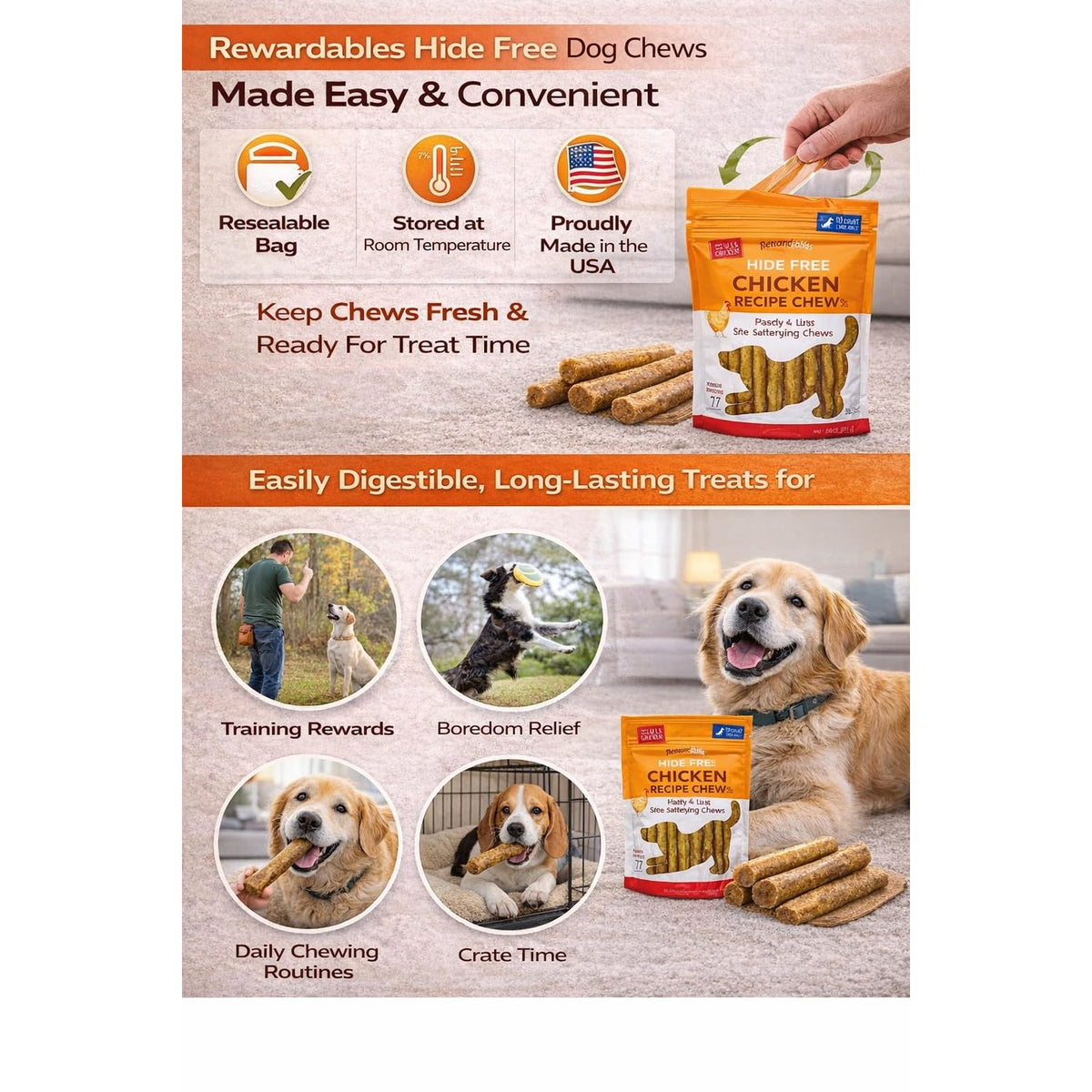 Rewardables Hide Free Chicken Recipe Chews, 10 Count