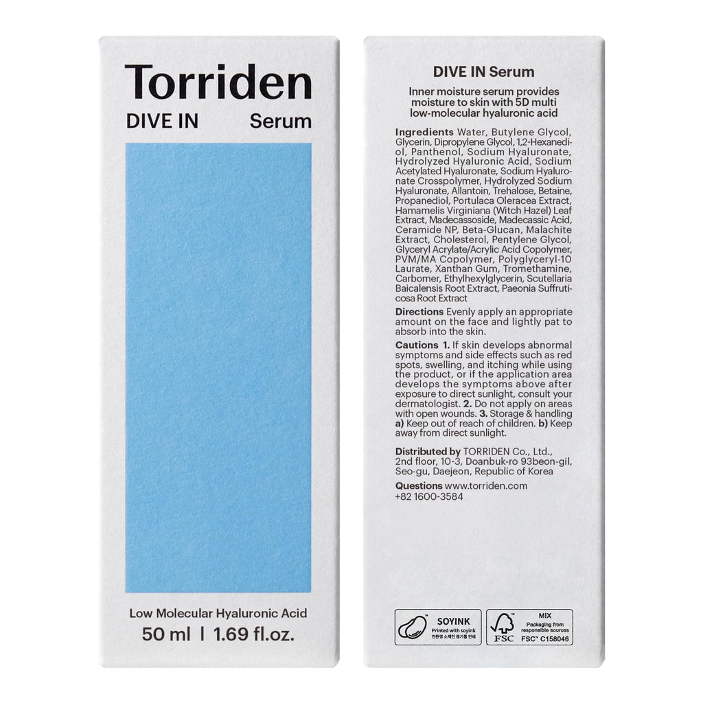 Buy now Torriden DIVE IN Hyaluronic Acid Serum for Deep Hydration | Korean K-Beauty Glass Skin Plump Glow | Lightweight Fast-Absorbing Face Serum 50ml (1.69 fl.oz.) at indiglob india