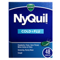 Buy now Vicks NyQuil Cold & Flu Relief Over-the-Counter Medicine, Powerful Multi-Symptom Nighttime Relief for Headache, Fever, Sore Throat, Aches, Sneezing, Runny Nose & Cough, 48 LiquiCaps at indiglob india